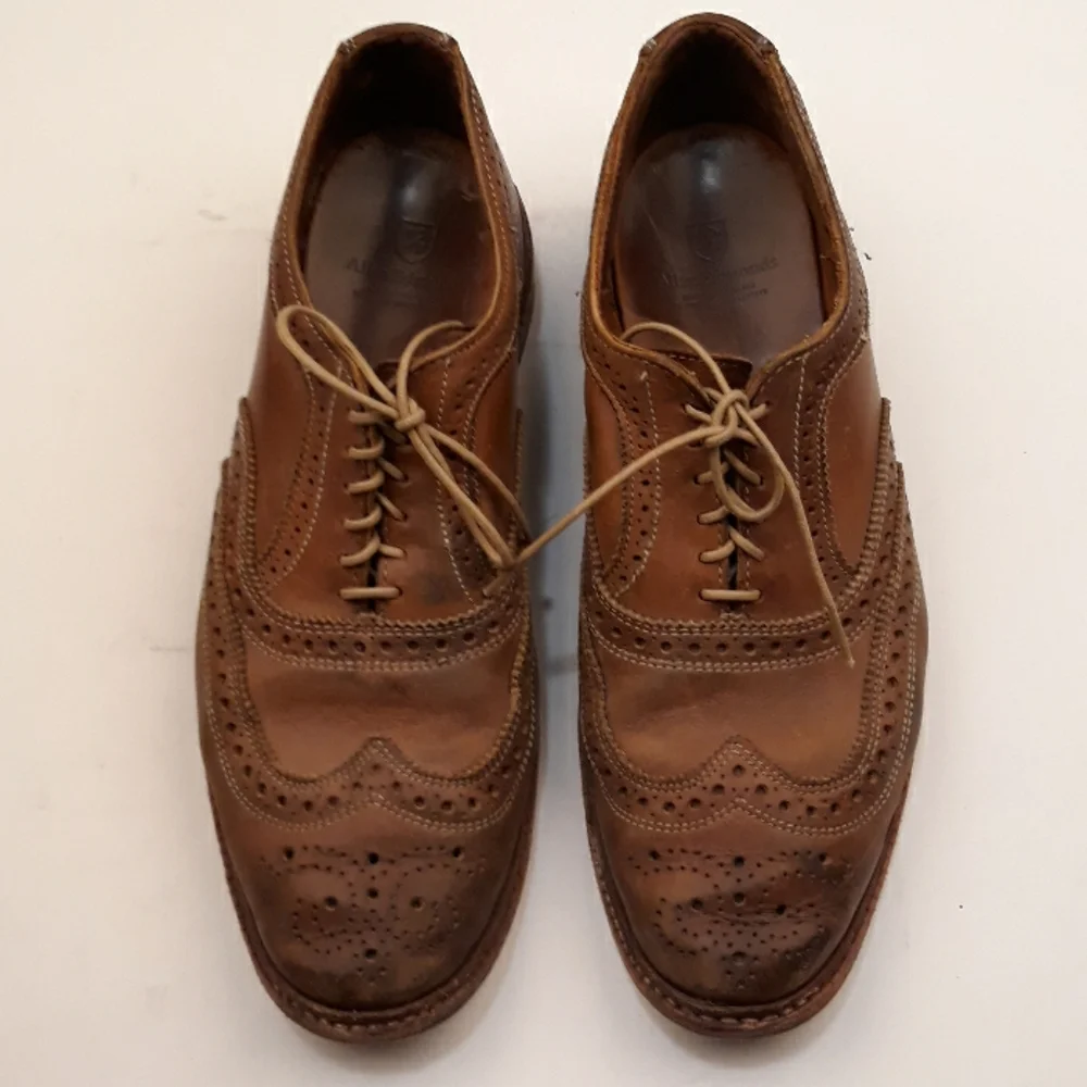 ALLEN EDMONDS Neumok Brown‎ Leather Distressed Sz 9.5 Mens Dress Shoes